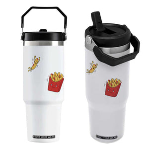Funny French Fry Jumping Into Fries Box Flip Straw Tumbler Fast Food Lover