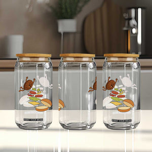 Funny Burger Ingredients Flying Into Bun Glass Can Fast Food Lover Gift
