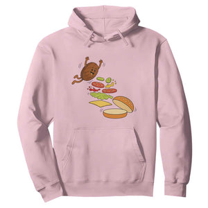 Funny Burger Ingredients Flying Into Bun Hoodie Fast Food Lover Gift