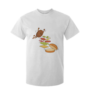 Funny Burger Ingredients Flying Into Bun T Shirt For Kid Fast Food Lover Gift
