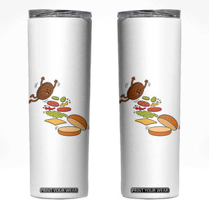 Funny Burger Ingredients Flying Into Bun Skinny Tumbler Fast Food Lover Gift