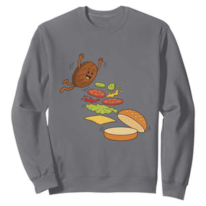 Funny Burger Ingredients Flying Into Bun Sweatshirt Fast Food Lover Gift