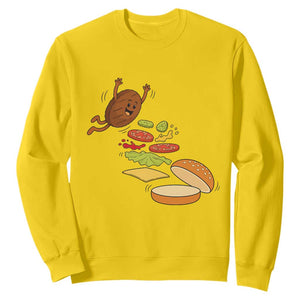 Funny Burger Ingredients Flying Into Bun Sweatshirt Fast Food Lover Gift