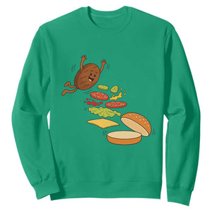 Funny Burger Ingredients Flying Into Bun Sweatshirt Fast Food Lover Gift
