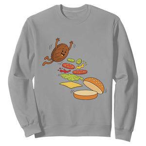 Funny Burger Ingredients Flying Into Bun Sweatshirt Fast Food Lover Gift