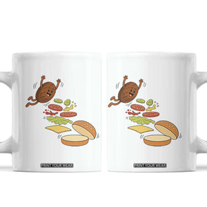 Funny Burger Ingredients Flying Into Bun Coffee Mug Fast Food Lover Gift