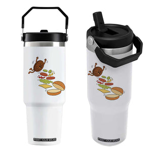 Funny Burger Ingredients Flying Into Bun Flip Straw Tumbler Fast Food Lover Gift