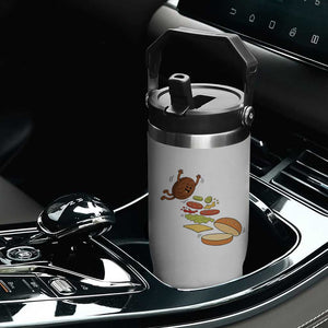 Funny Burger Ingredients Flying Into Bun Flip Straw Tumbler Fast Food Lover Gift