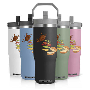 Funny Burger Ingredients Flying Into Bun Flip Straw Tumbler Fast Food Lover Gift