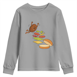 Funny Burger Ingredients Flying Into Bun Youth Sweatshirt Fast Food Lover Gift