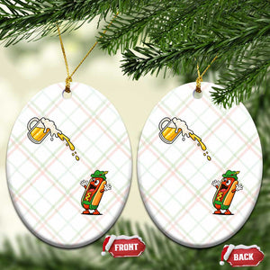 Funny Sausage Waiting For Beer Ceramic Ornament Oktoberfest Gift