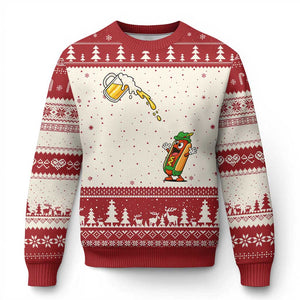 Funny Sausage Waiting For Beer Ugly Christmas Sweater Oktoberfest Gift