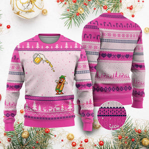 Funny Sausage Waiting For Beer Ugly Christmas Sweater Oktoberfest Gift