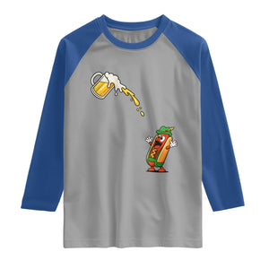 Funny Sausage Waiting For Beer Raglan Shirt Oktoberfest Gift