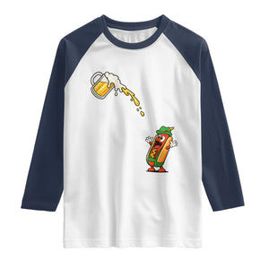 Funny Sausage Waiting For Beer Raglan Shirt Oktoberfest Gift