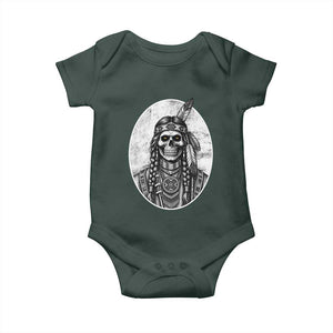 Vintage Gothic Skull Warrior Baby Onesie Native American Feather Chief