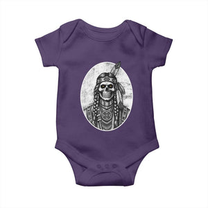 Vintage Gothic Skull Warrior Baby Onesie Native American Feather Chief
