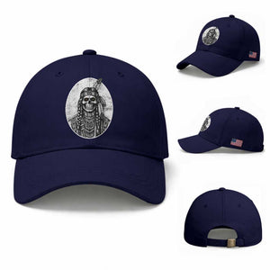 Vintage Gothic Skull Warrior Baseball Cap Native American Feather Chief