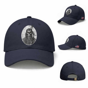 Vintage Gothic Skull Warrior Baseball Cap Native American Feather Chief