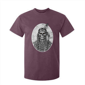 Vintage Gothic Skull Warrior T Shirt For Kid Native American Feather Chief