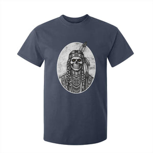 Vintage Gothic Skull Warrior T Shirt For Kid Native American Feather Chief