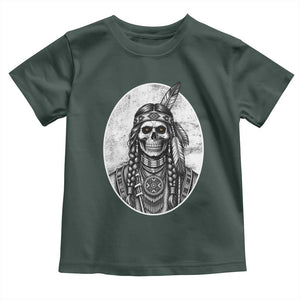 Vintage Gothic Skull Warrior Toddler T Shirt Native American Feather Chief