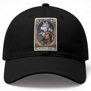 Sitting Bull Native American Chief Baseball Cap Vintage Tarot Card Illustration