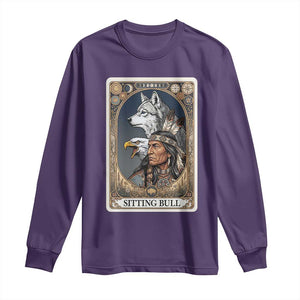 Sitting Bull Native American Chief Long Sleeve Shirt Vintage Tarot Card Illustration