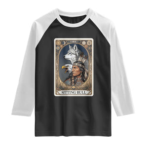 Sitting Bull Native American Chief Raglan Shirt Vintage Tarot Card Illustration