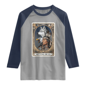 Sitting Bull Native American Chief Raglan Shirt Vintage Tarot Card Illustration