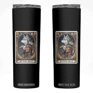 Sitting Bull Native American Chief Skinny Tumbler Vintage Tarot Card Illustration