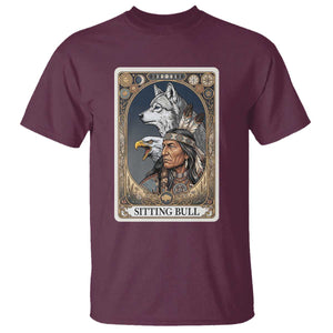 Sitting Bull Native American Chief T Shirt Vintage Tarot Card Illustration