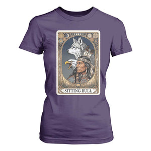 Sitting Bull Native American Chief T Shirt For Women Vintage Tarot Card Illustration