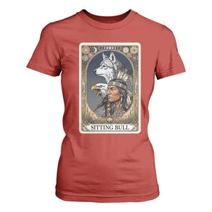 Sitting Bull Native American Chief T Shirt For Women Vintage Tarot Card Illustration