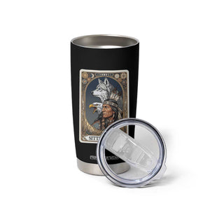 Sitting Bull Native American Chief Tumbler Cup Vintage Tarot Card Illustration