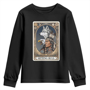 Sitting Bull Native American Chief Youth Sweatshirt Vintage Tarot Card Illustration