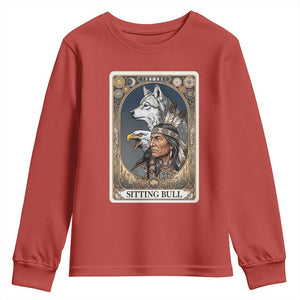 Sitting Bull Native American Chief Youth Sweatshirt Vintage Tarot Card Illustration