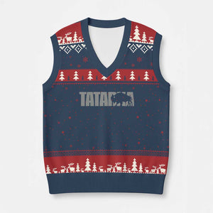 Vintage Tatanka Bison V-Neck Knit Sweater Vest Native American Buffalo Graphic