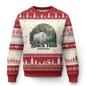 Black Hills South Dakota White Buffalo Ugly Christmas Sweater State Pride Gift