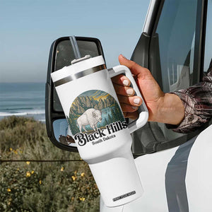 Black Hills South Dakota White Buffalo Tumbler With Handle State Pride Gift