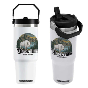 Black Hills South Dakota White Buffalo Flip Straw Tumbler State Pride Gift