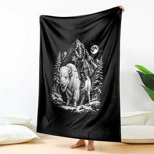 Vintage Native American Bison Rider Throw Blanket Indigenous Warrior Graphic