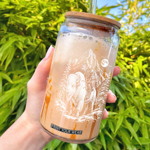 Vintage Native American Bison Rider Glass Can Indigenous Warrior Graphic
