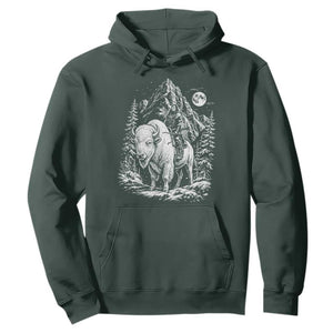 Vintage Native American Bison Rider Hoodie Indigenous Warrior Graphic