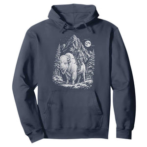 Vintage Native American Bison Rider Hoodie Indigenous Warrior Graphic