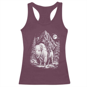 Vintage Native American Bison Rider Racerback Tank Top Indigenous Warrior Graphic