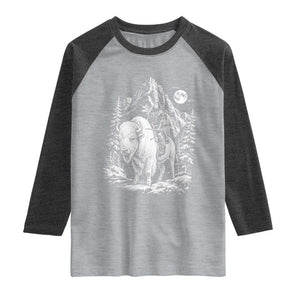 Vintage Native American Bison Rider Raglan Shirt Indigenous Warrior Graphic