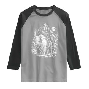 Vintage Native American Bison Rider Raglan Shirt Indigenous Warrior Graphic
