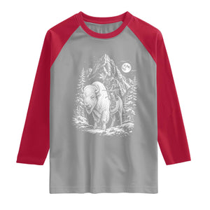 Vintage Native American Bison Rider Raglan Shirt Indigenous Warrior Graphic
