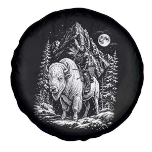 Vintage Native American Bison Rider Spare Tire Cover Indigenous Warrior Graphic